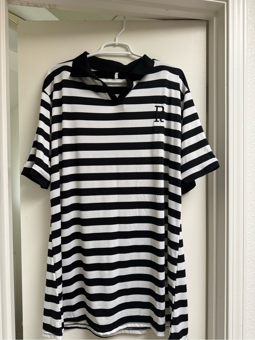 Black & White Striped Polo Shirt by